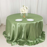 132inch Sage Green Seamless Satin Round Tablecloth