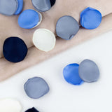 400 Pack | Matte Dusty Blue Mix Life-Like Flower Petals, Silk Rose Petal Round Table Confetti