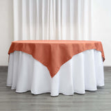 70inch Terracotta (Rust) Square Seamless Polyester Table Overlay, Washable Linen Table Overlay