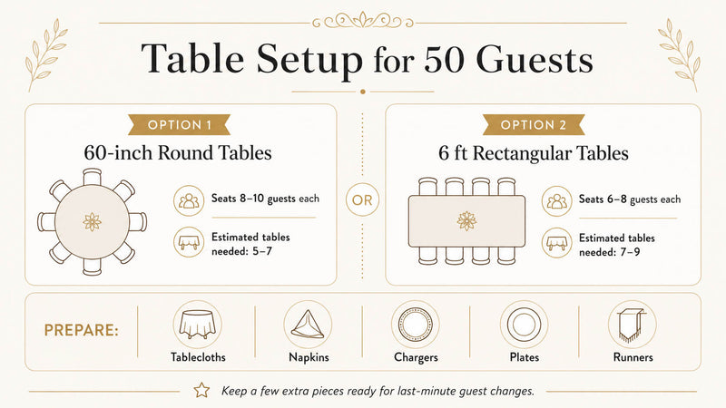 Table Setup for 50 Guests