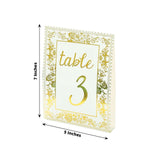 25 Pack White Metallic Gold Wedding Table Numbers With French Toile Floral