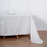 90x156 inch White Rectangular Tablecloth, Linen Table Cloth With Slubby Textured, Wrinkle Resistant