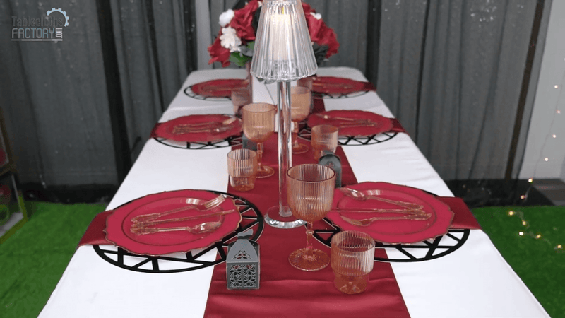 Table with Gold, Burgundy and Black Decoration