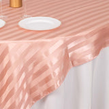 Dusty Rose Satin Stripe Square Table Overlay, Smooth Elegant Table Topper