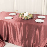 90x156inch Cinnamon Rose Satin Rectangular Tablecloth