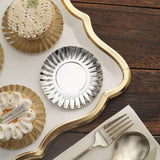 50 Pack | 3.5inch Metallic Silver Scalloped Rim Mini Paper Party Plates