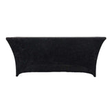 6ft Black Crushed Velvet Spandex Fitted Rectangular Table Cover#whtbkgd