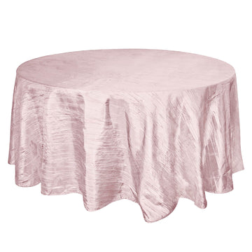 Taffeta 120" Round Tablecloth Blush - Seamless Accordion Crinkle Table Cover