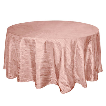 Taffeta 120" Round Tablecloth Dusty Rose - Seamless Accordion Crinkle Table Cover