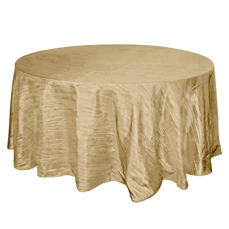 120inch Gold Accordion Crinkle Taffeta Round Tablecloth