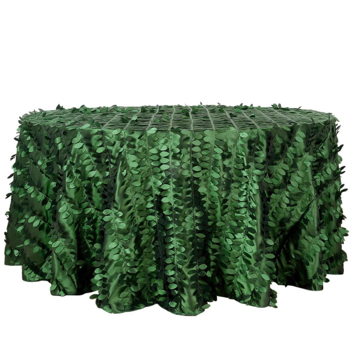 120inch Green Leaf Petal Taffeta Round Tablecloth