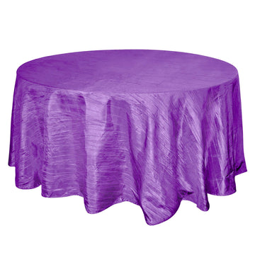 Taffeta 120" Round Tablecloth Purple - Seamless Accordion Crinkle Table Cover