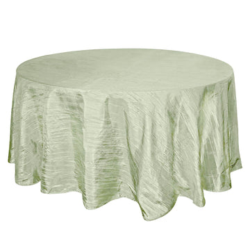 Taffeta 120" Round Tablecloth Sage Green - Seamless Accordion Crinkle Table Cover