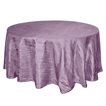 Taffeta 120" Round Tablecloth Violet Amethyst - Seamless Accordion Crinkle Table Cover