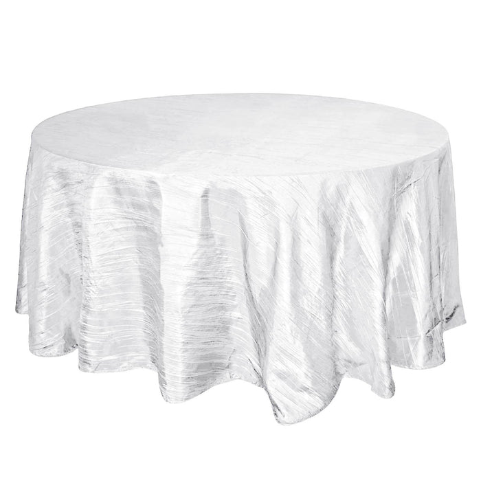 120inch White Accordion Crinkle Taffeta Round Tablecloth