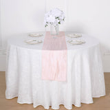 12inch x 108inch Accordion Crinkle Taffeta Table Runner, Elegant Linen Runner - Blush | Rose Gold