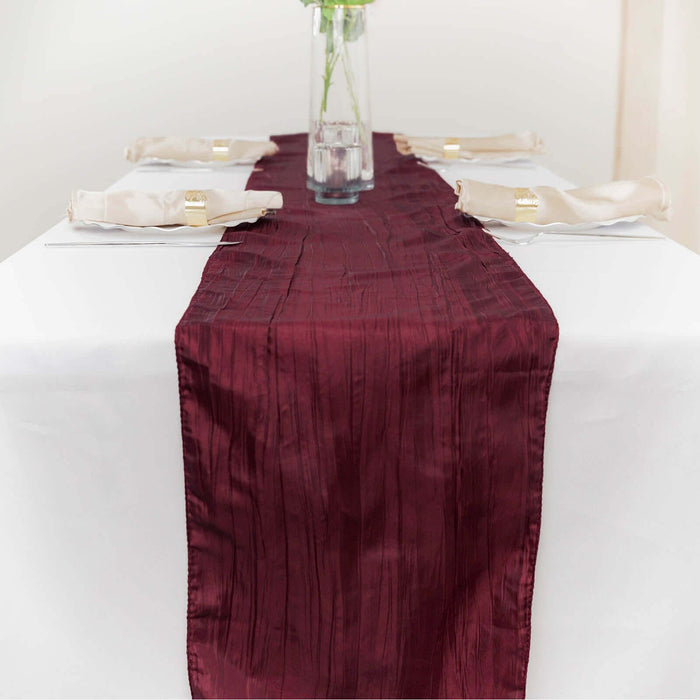 Accordion Crinkle Taffeta Table Runner - Burgundy