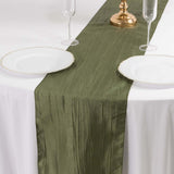 12x108inch Dusty Sage Green Accordion Crinkle Taffeta Linen Table Runner