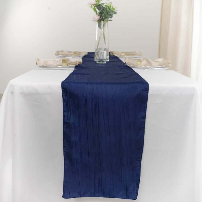 Accordion Crinkle Taffeta Table Runner - Navy Blue