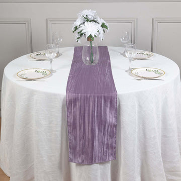 Taffeta 12"x108" Table Runner Violet Amethyst - Accordion Crinkle Design