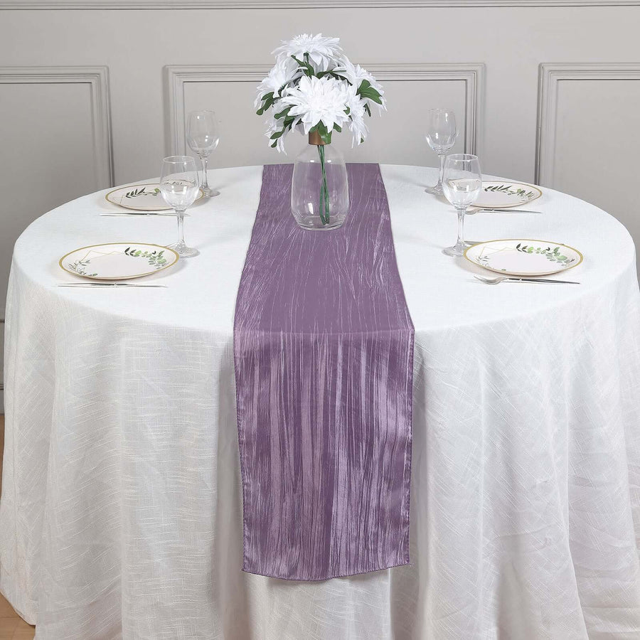 12inch x 108inch Violet Amethyst Accordion Crinkle Taffeta Linen Table Runner