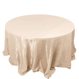 132inch Beige Accordion Crinkle Taffeta Seamless Round Tablecloth