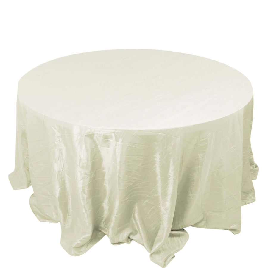 132inch Ivory Accordion Crinkle Taffeta Seamless Round Tablecloth