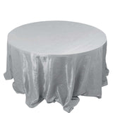 132inch Silver Accordion Crinkle Taffeta Seamless Round Tablecloth