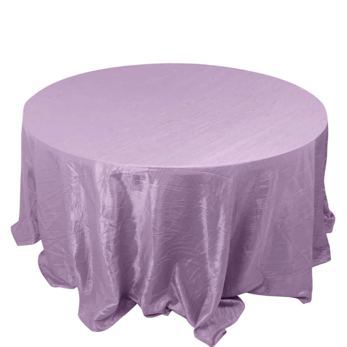 132inch Violet Amethyst Accordion Crinkle Taffeta Seamless Round Tablecloth