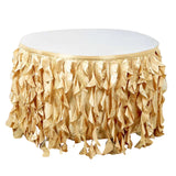 14FT Champagne Curly Willow Taffeta Table Skirt