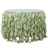 14ft Sage Green Curly Willow Taffeta Table Skirt