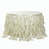 17FT Ivory Curly Willow Taffeta Table Skirt