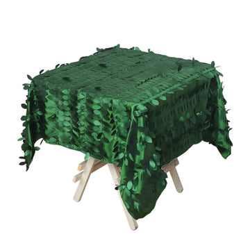 Taffeta 54"x54" Square Tablecloth Green 3D Leaf Petal Table Cover