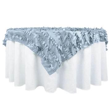 Taffeta 72"x72" Table Overlay Square Tablecloth Dusty Blue - 3D Leaf Petal Table Cover