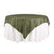 Dusty Sage Green Accordion Crinkle Taffeta Table Overlay, Square Tablecloth Topper