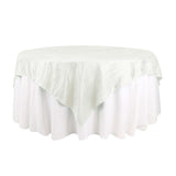 72x72Inch Ivory Accordion Crinkle Taffeta Table Overlay, Square Tablecloth Topper