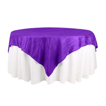 Taffeta 72"x72" Table Overlay Square Tablecloth Purple - Accordion Crinkle Table Cover