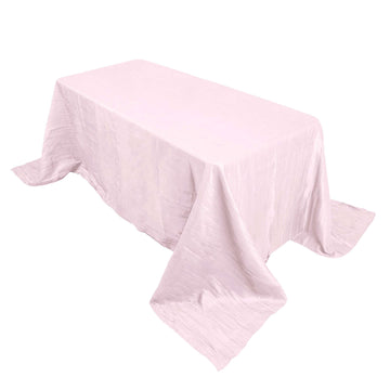 Taffeta 90"x132" Rectangle Tablecloth Blush - Seamless Accordion Crinkle Table Cover