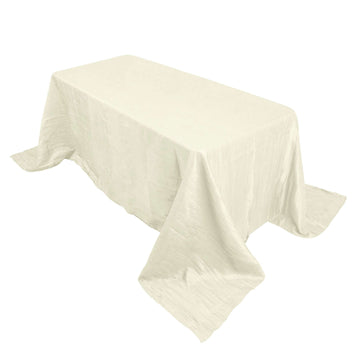 Taffeta 90"x132" Rectangle Tablecloth Ivory - Seamless Accordion Crinkle Table Cover