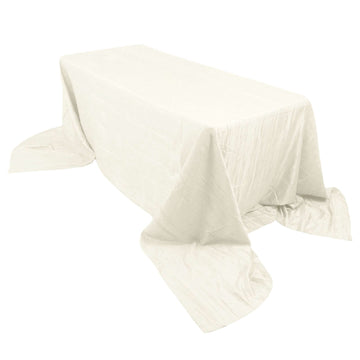 Taffeta 90"x156" Rectangle Tablecloth Ivory - Accordion Crinkle Seamless Table Cover