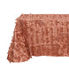 Terracotta (Rust) 3D Leaf Petal Taffeta Fabric Seamless Rectangle Tablecloth - 90x156inch