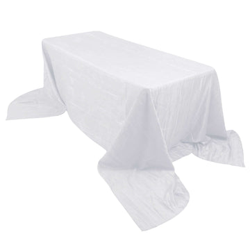 Taffeta 90"x156" Rectangle Tablecloth White - Seamless Accordion Crinkle Design for Stylish Celebrations