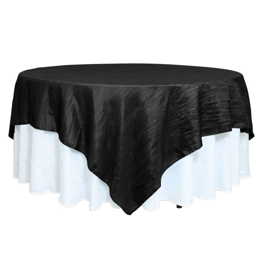 90inch Accordion Crinkle Taffeta Table Overlay - Black