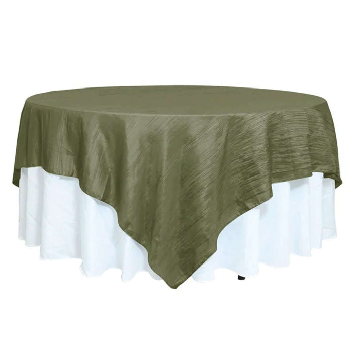 Dusty Sage Green Accordion Crinkle Taffeta Square Table Overlay