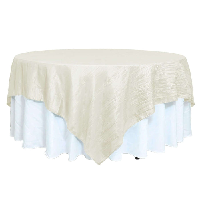 90inch x 90inch Accordion Crinkle Taffeta Table Overlay - Ivory