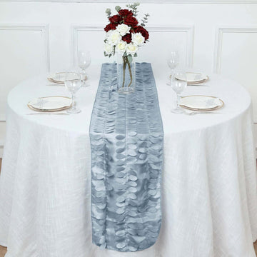 Taffeta Fabric 12"x108" Table Runner Dusty Blue - 3D Leaf Petal Design