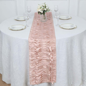 Taffeta Fabric 12"x108" Table Runner Dusty Rose - 3D Leaf Petal Design