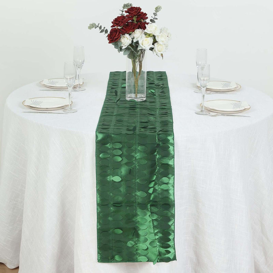 12x108inch Green 3D Leaf Petal Taffeta Fabric Table Runner