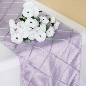 Taffeta Pintuck 12"x108" Table Runner Lavender - Stylish & Durable Table Decor