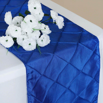 Taffeta Pintuck 12"x108" Table Runner Royal Blue - Stylish & Durable Table Decor